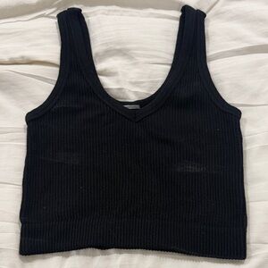 Black Ribbed Women's Tank Top
